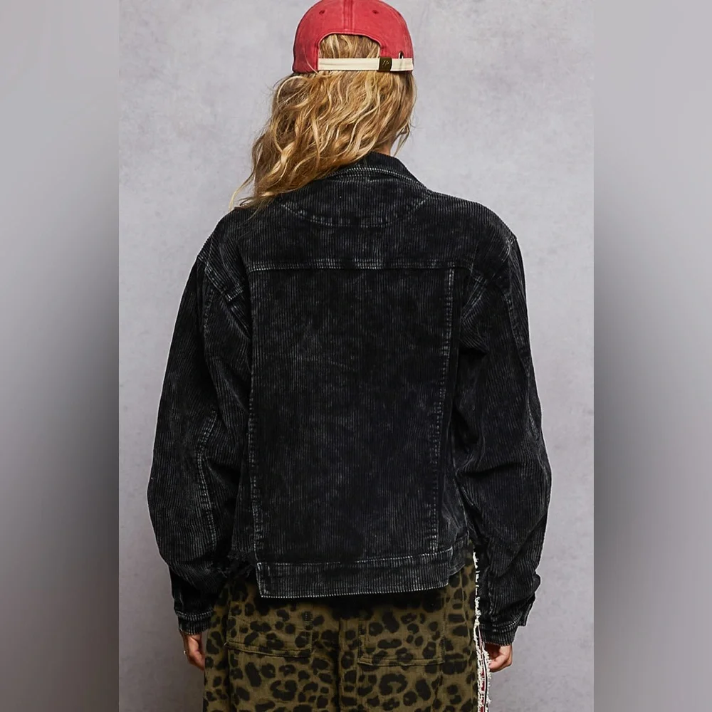 POL Corduroy Trucker Jacket – Black Size Medium - Picture 4 of 13